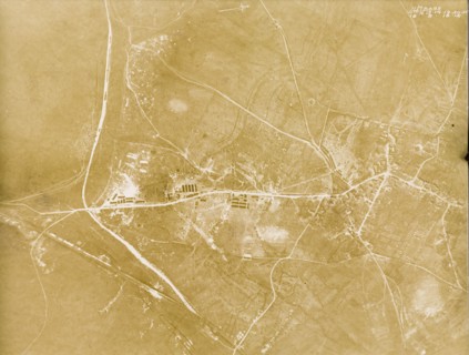 Aerial view of Achiet-le-Petit, 1918. One of a series of British aerial reconnaissance photographs