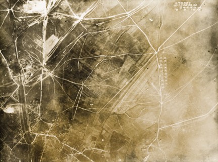 Aerial view of Achiet-le-Grand, 1918. One of a series of British aerial reconnaissance photographs