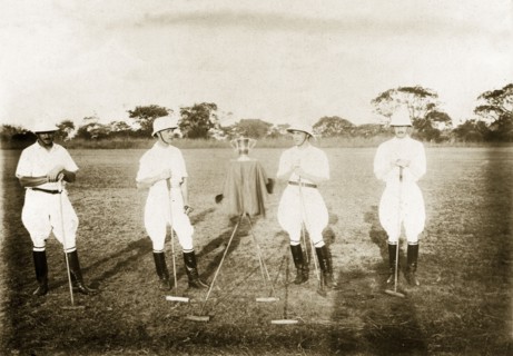 Polo team with Georgian Cup. The Zaria polo team pose for a group portrait with the Georgian Cup at