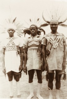 Three Zulu rickshaw pullers. Portrait of three Zulu rickshaw pullers. They wear distinctive