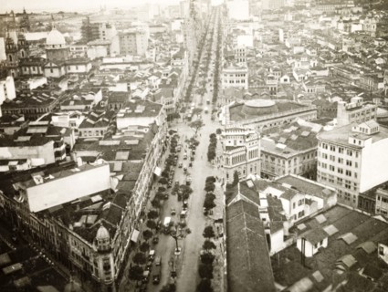 Avenue Rio Branco, Rio de Janeiro. The Avenue Rio Branco, a wide city street lined with trees that