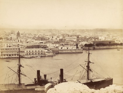 View over Havana harbour. View over the harbour at Havana with a paddle steamer moored in the