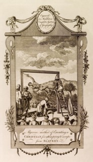 Execution of a slave, Algeria. A line engraving depicts a European slave suffering crucifixion by