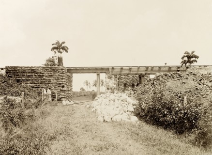 Railway bridge at Pointe-a-Pierre. A bridge carries a Trinidad Government Railways extension line