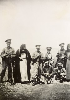 Royal Ulster Rifles with Arab villagers. Soldiers of the Royal Ulster Rifles, an Irish infantry