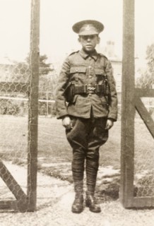 Private James Murray. Full-length portrait of Private James Murray, standing to attention in full