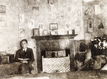 Inside a study room at Eastbourne College. Male students sit and read inside a senior study room in
