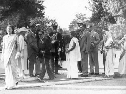 Shaking hands at the Government House Garden Party. Sir Maurice Hallett, Governor of the United