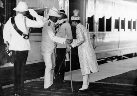 Nawab Station, Rampur. HH The Nawab of Rampur State receives Sir Maurice Hallett, Governor of the