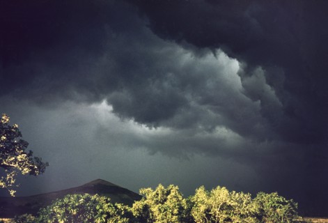 Storm over Lake Saka. Heavy black storm clouds gather over Lake Saka. Near Fort Portal, West