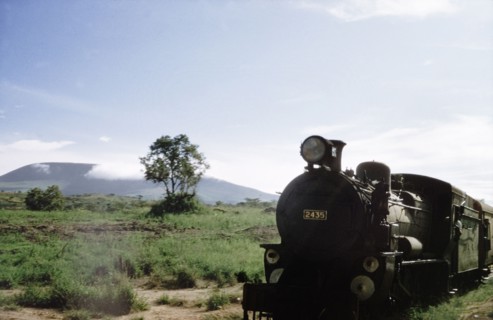 Construction train on the Western Ugandan Extension. A construction train travels along the Western