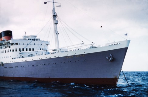 The Kenya Castle anchored off Gibraltar. The Kenya Castle, a liner operated by the Union-Castle