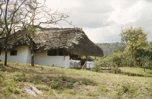 Game Ranger's rest house at Opotipot. A thatched rest house belonging to John Blower, Game Ranger,