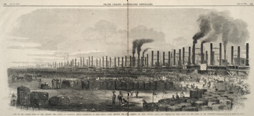 View of the famous levee of New Orleans 1860. Created by Frank Leslie