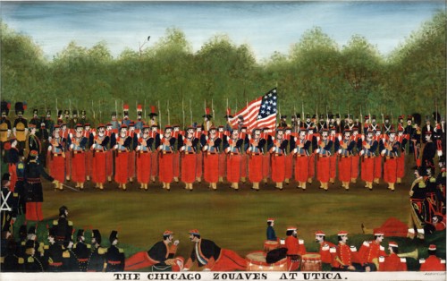 Chicago Zouave Cadets Drill Team at Utica, New York, 1860.  Created by Graff, John Bernt