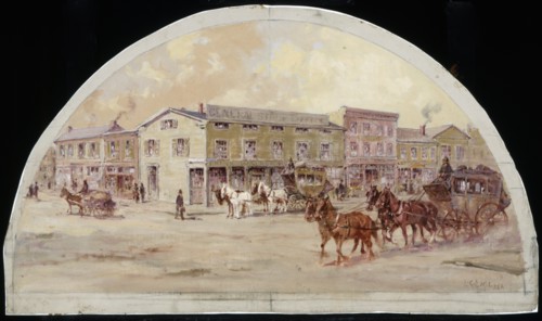 Frink and Walker's Stage Coach Office, 1850.  Created by Earle, Lawrence Carmichael, 1845-1921