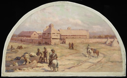 The First Fort Dearborn, 1803.  Created by Earle, Lawrence Carmichael, 1845-1921