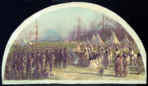 The Last Council of the Potawatomies, 1833.  Created by Earle, Lawrence Carmichael, 1845-1921