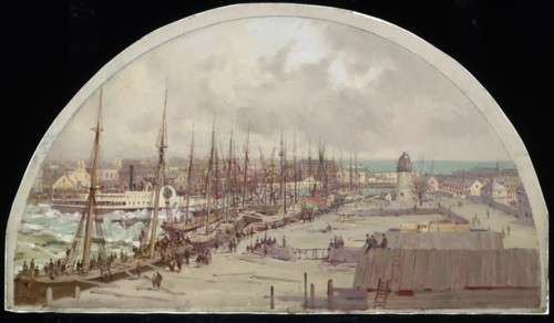 Great Flood in the Chicago River, 1849.  Created by Earle, Lawrence Carmichael, 1845-1921
