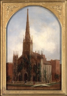 St. Paul's Universalist Church before the fire of 1871.  Created by Bigelow, Daniel Folger,