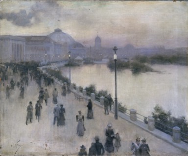 Sunset Hour on the West Lagoon, World's Columbian Exposition, 1893.  Created by Metcalf, William