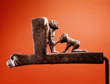 Ceremonial stone pipe with erotic scene