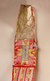 Pipe bag made from buffalo skin and decorated with quillwork