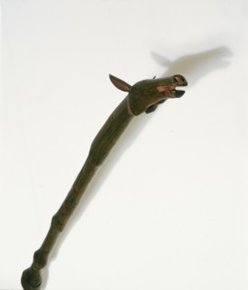 Horse dance stick carved by a warrior to honour his favourite horse killed in battle