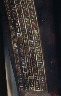 Hieroglyphs in their most decorative form appear on the interior coffin of Petosiris