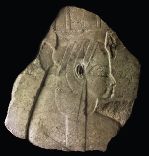 Relief portait of Queen Tiye wife of Amenhotep III and mother of Akhenaten