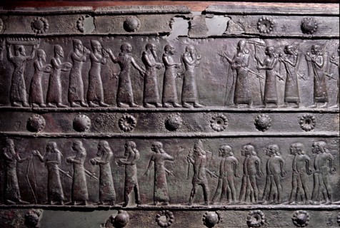 The wooden gates of Shalmaneser III with bands of relief decoration in bronze