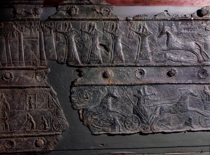 The wooden gates of Shalmaneser III with bands of relief decoration in bronze