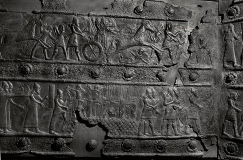 The wooden gates of Shalmaneser III with bands of relief decoration in bronze