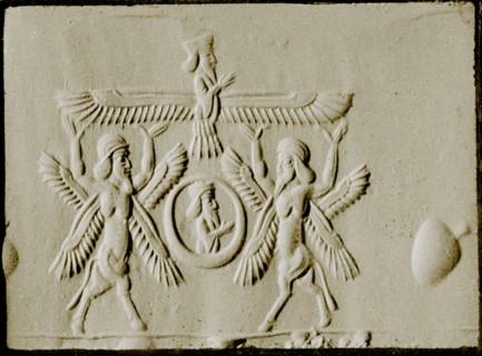 An impression from a cylinder seal