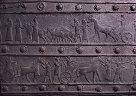 The wooden gates of Shalmaneser III with bands of relief decoration in bronze