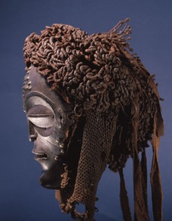 Dance mask of a type known as Mwana Pwo, regarded as an idealised depiction of a beautiful young girl