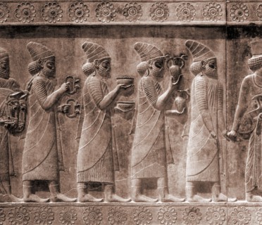 A detail of the reliefs on the stairways leading to the audience hall of Darius and Xerxes