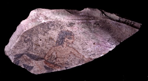 Ostracon with painting of a herdsman or butcher