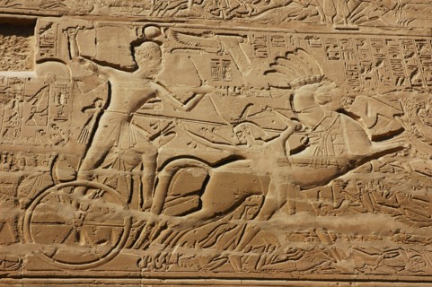 View of the giant relief decoration on the outside northern wall of the Great Hypostyle Court