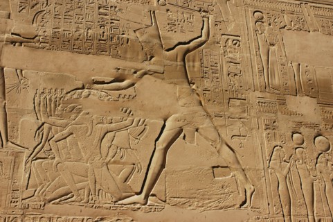 View of the giant relief decoration on the outside northern wall of the Great Hypostyle Court
