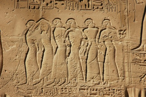 View of the giant relief decoration on the outside northern wall of the Great Hypostyle Court