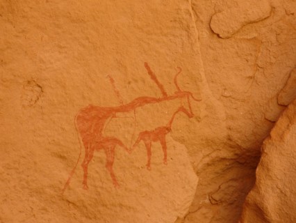 Rock painting of cattle