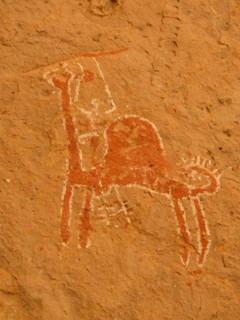 Rock painting with scene of everyday life from the Horse Phase