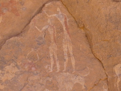 Rock painting with scene of everyday life from the Horse Phase