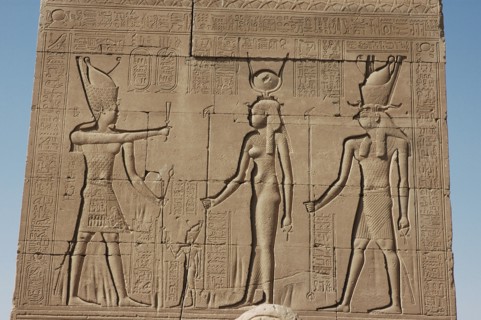 Mnumental relief at the Temple of Hathor