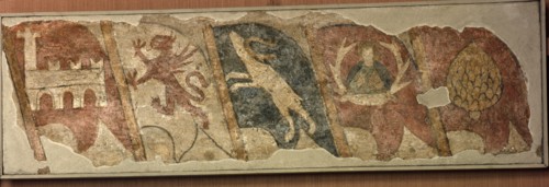 Banners of the districts (rione) of central Rome, from the facade of Palazzo Senatorio