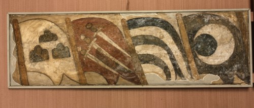 Banners of the districts (rione) of central Rome, from the facade of Palazzo Senatorio
