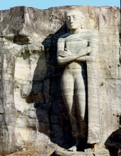 Rock sculpture of the seated Buddha at Gal Vihara at Polonnaruwa