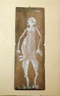 Bark painting depicting a spirit being, possibly of a type called namandi