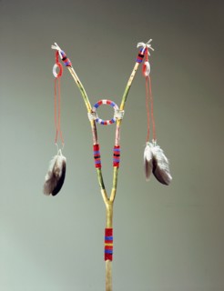 Ceremonial skewer which featured in the dances of the Kaispa, or Parted Hair Society